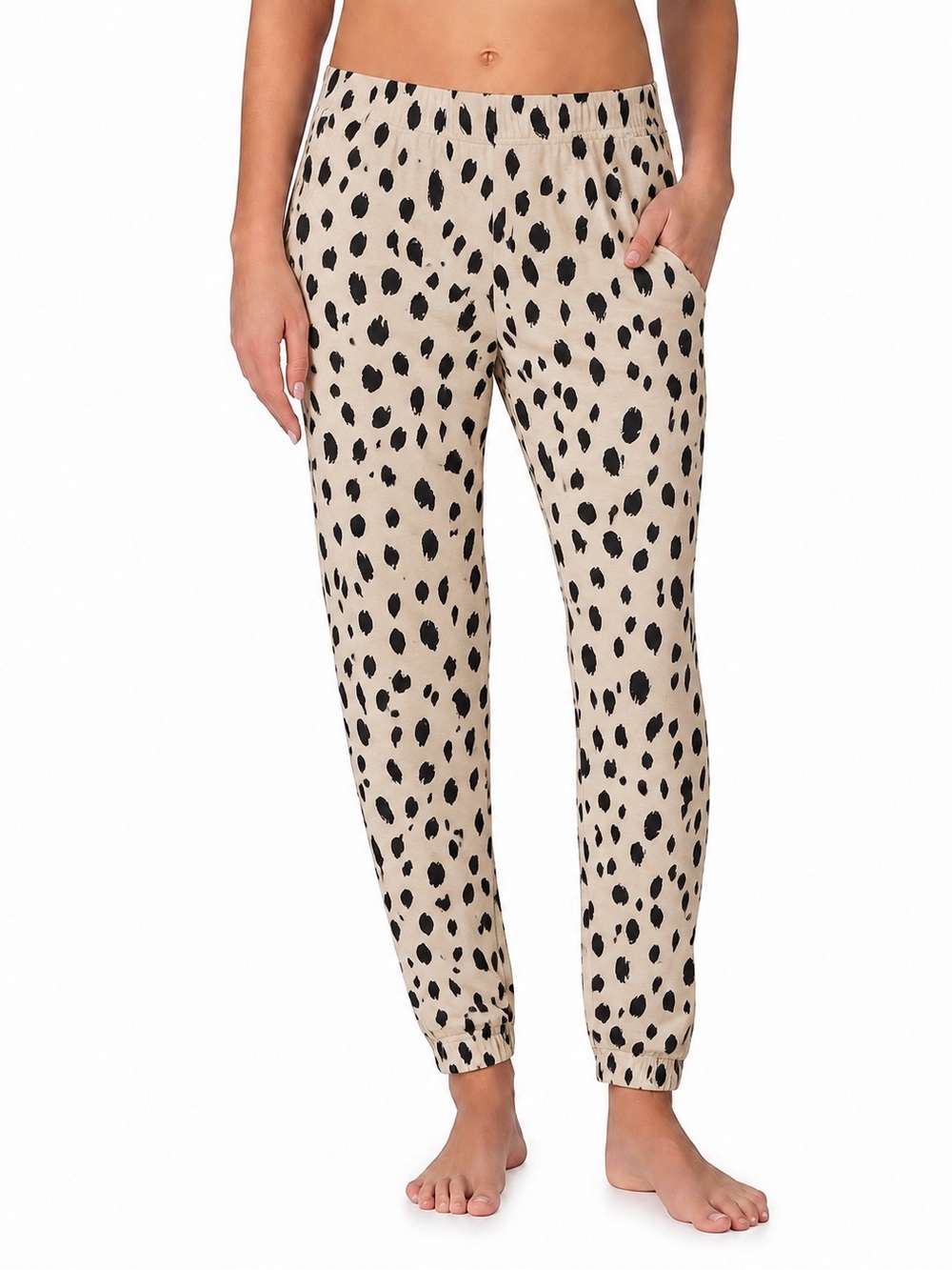 DKNY Beige Joggers with Black Spot Print